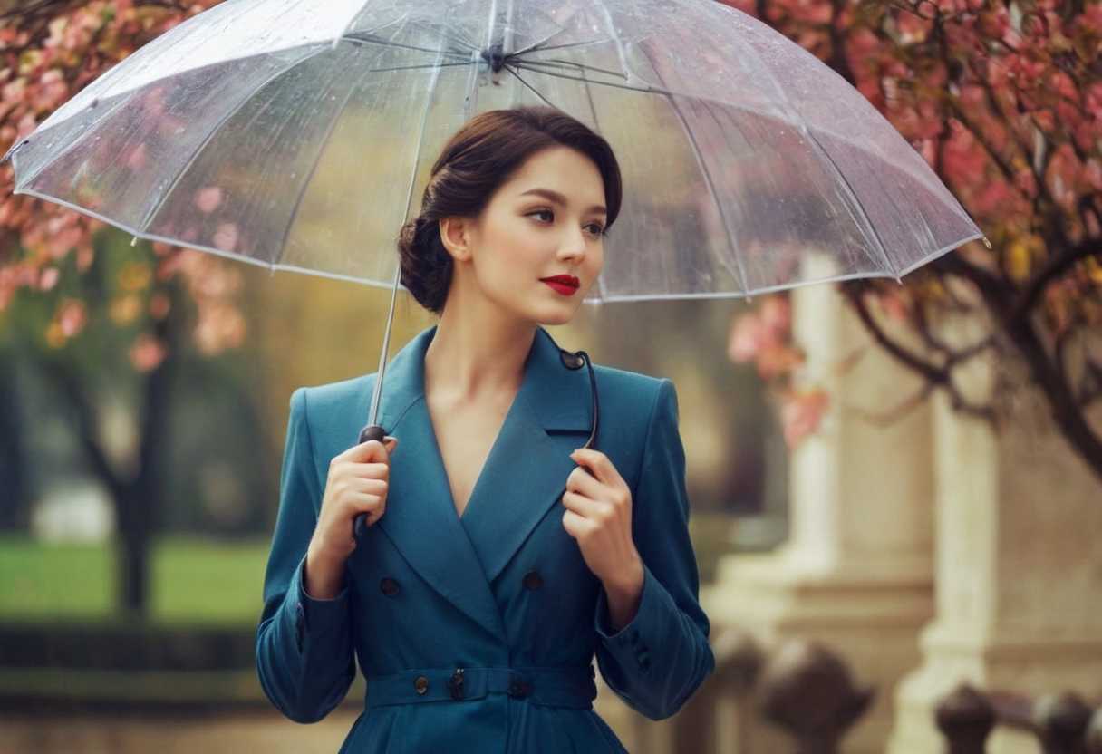 Jak stylizowac parasol damski przezroczysty z wiosennymi outfitami